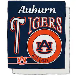 Pegasus - Auburn Tigers 50" x 60" Retro Emblem Flannel Fleece Sherpa Blanket - Multicolor