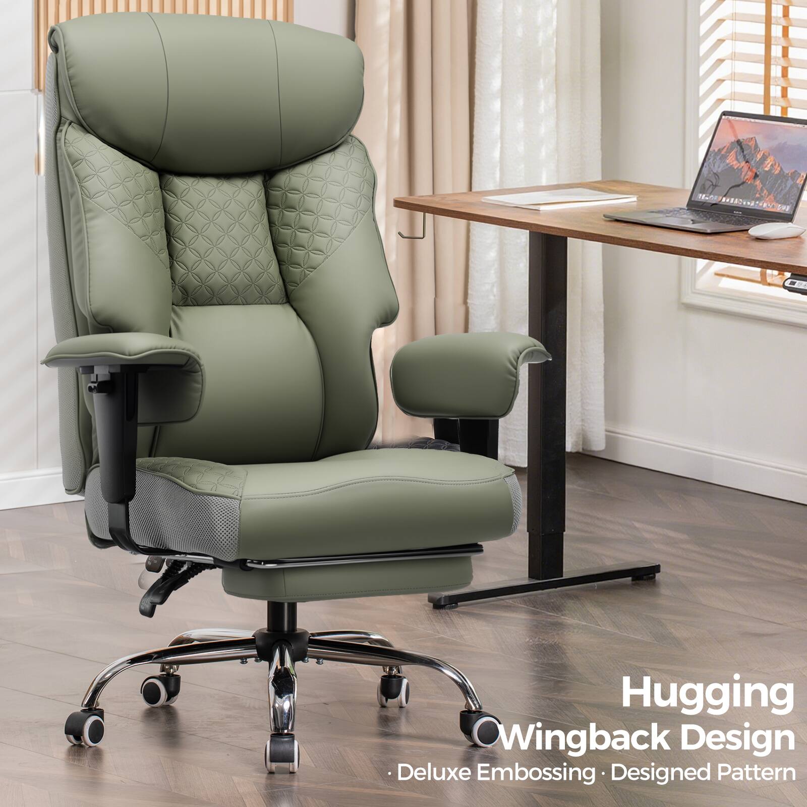 Hugging Wingback Design  
Deluxe Embossing • Designed Pattern