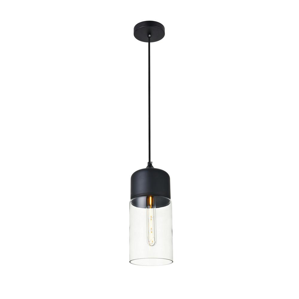 Alt View 2. Living District - Ashwell 1 Light Black Pendant With Clear Glass - Black And Clear.