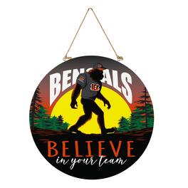 Evergreen Enterprises - Cincinnati Bengals 18" Bigfoot "Believe in Yourself" Team Logo Wood Round Door Sign - Multicolor