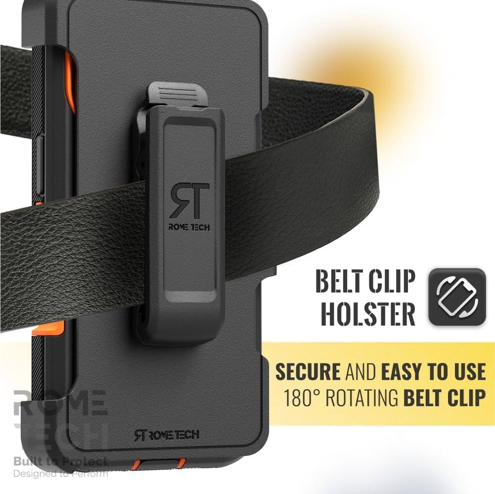 ROME TECH BELT CLIP HOLSTER  
ROME TECH  
Built to Protect  
Designed to Perform  
SECURE AND EASY TO USE  
180° ROTATING BELT CLIP