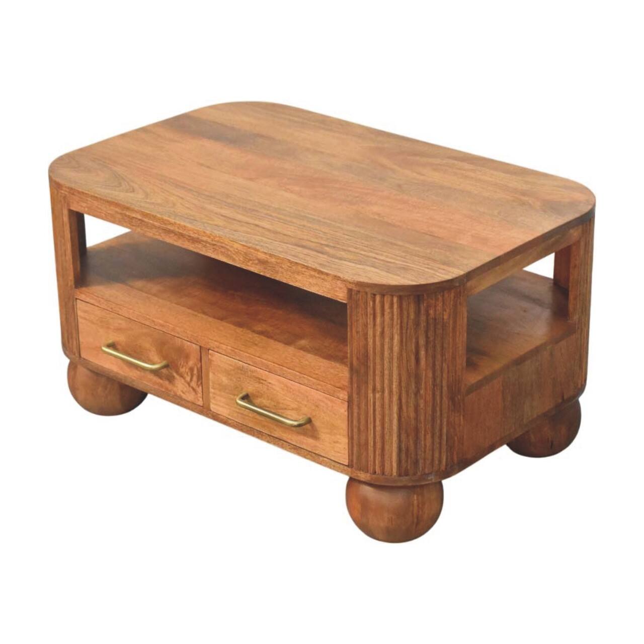 Alt View 1. Artisan Furniture - Artisan Furniture Solid Wood Briarwood Fluted Coffee Table, 2 Drawers, Brown - Brown.