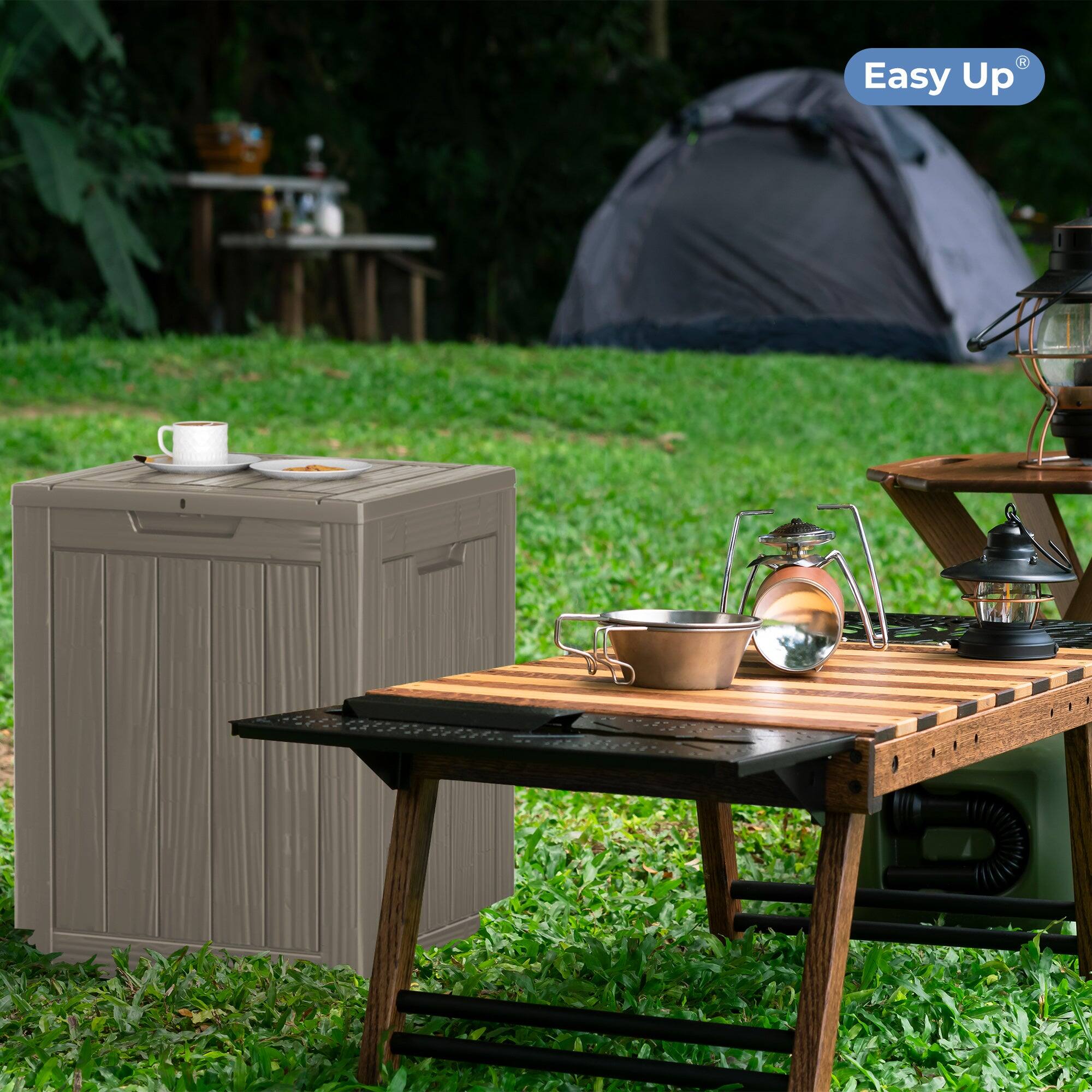 Back. Mondawe - 30 Gallons Resin All-Weather Waterproof Outdoor Storage Box - Light Brown.
