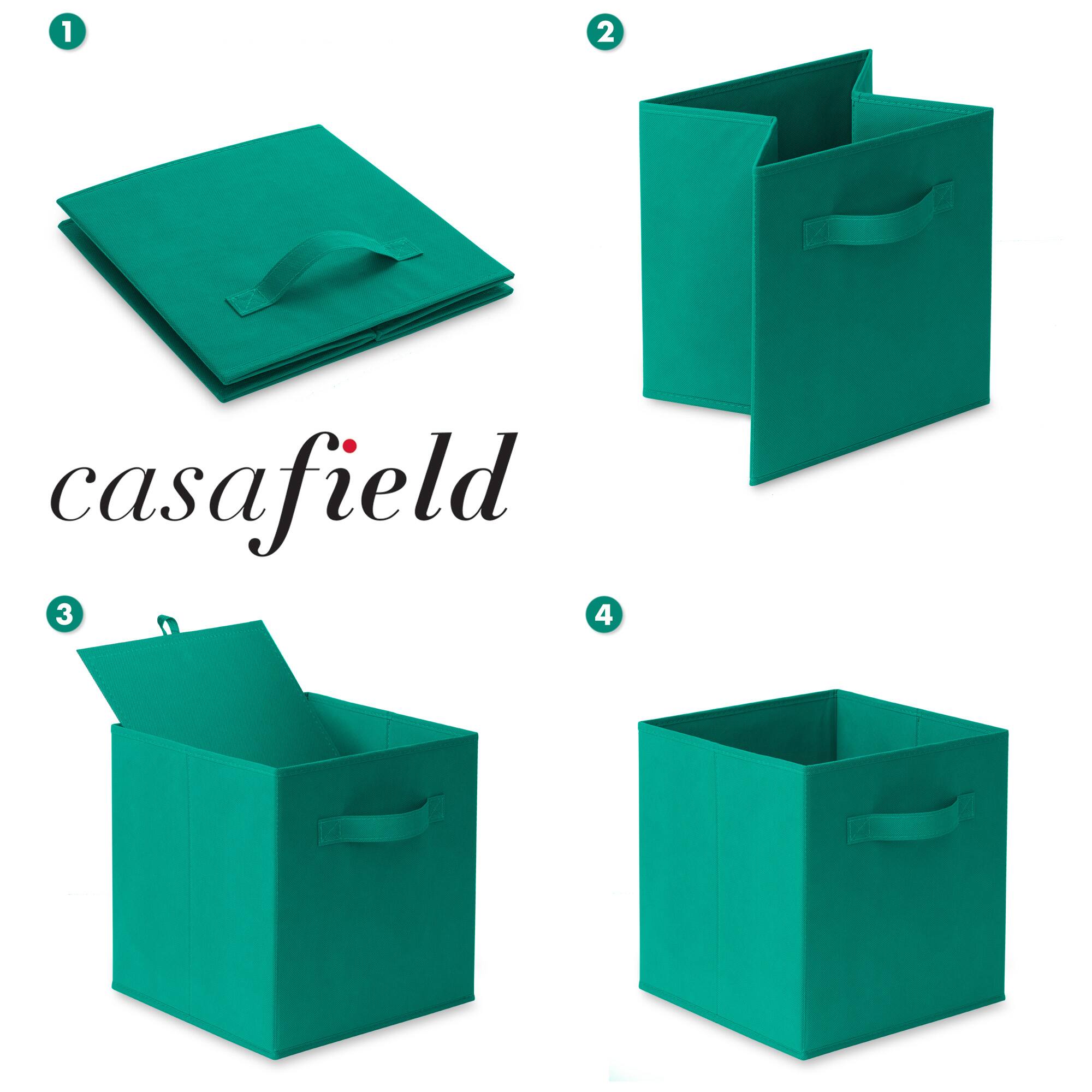 Alt View 5. Casafield - (Set of 6) Collapsible Fabric Cubes - Storage Bins - Teal.