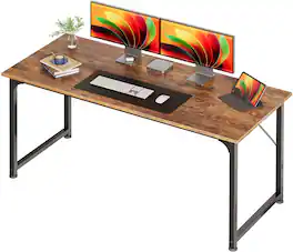 Fabibe - Computer Desk 63 Inch Office Gaming With Storage Writing Work For Home Study Modern Simple Large Legroom Metal Office De - Rustic Brown 54inch