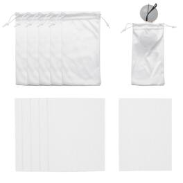 Unique Bargains - 6pcs Microfiber Eyeglass Case 7.1x3.5" Drawstring Pouch with 6 Cleaning Cloths - White