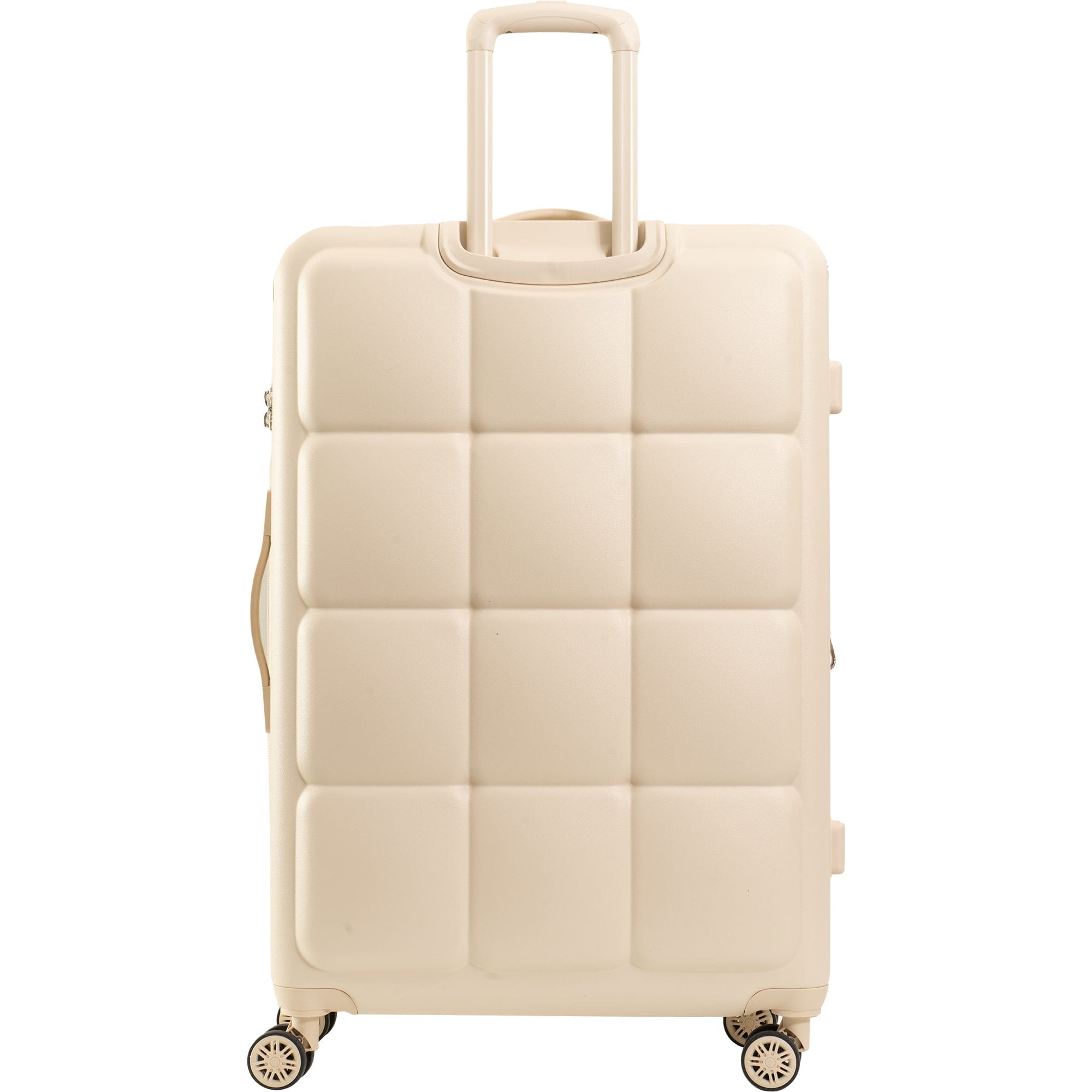 Max Studio Square Embossed ABS 2 Piece Hard Sided Luggage Set BONE
