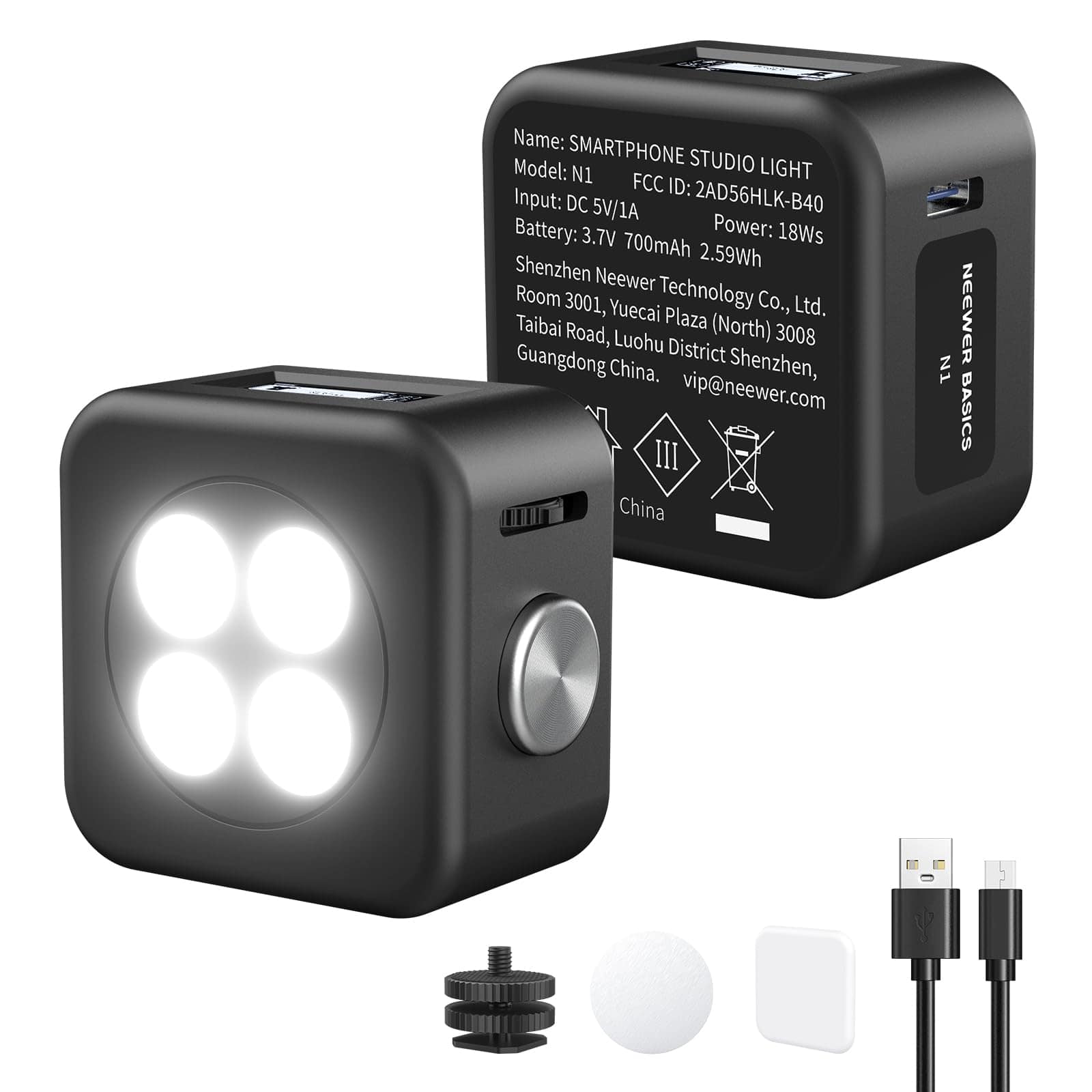 Neewer - 18Ws Magnetic Phone Flash Speedlite, GN12 Equivalent, 700mAh, Selfie Light, N1