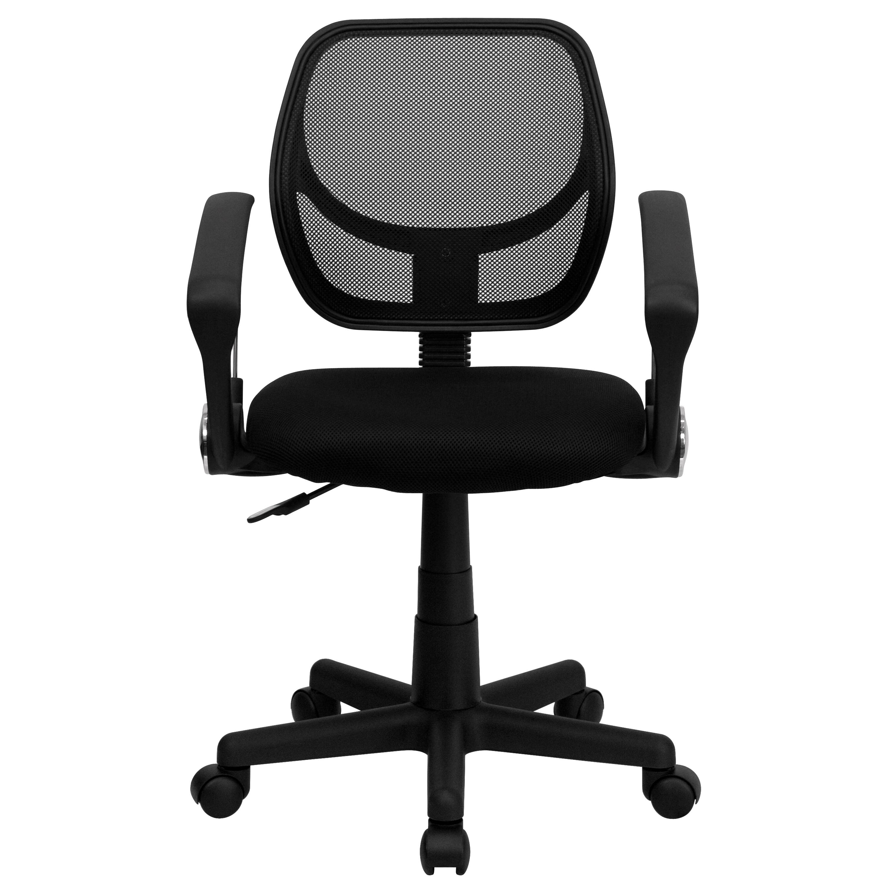 Alt View 7. Emma + Oliver - Mid-Back Mesh Swivel Task Office Chair with Curved Square Back and Arms - Black.