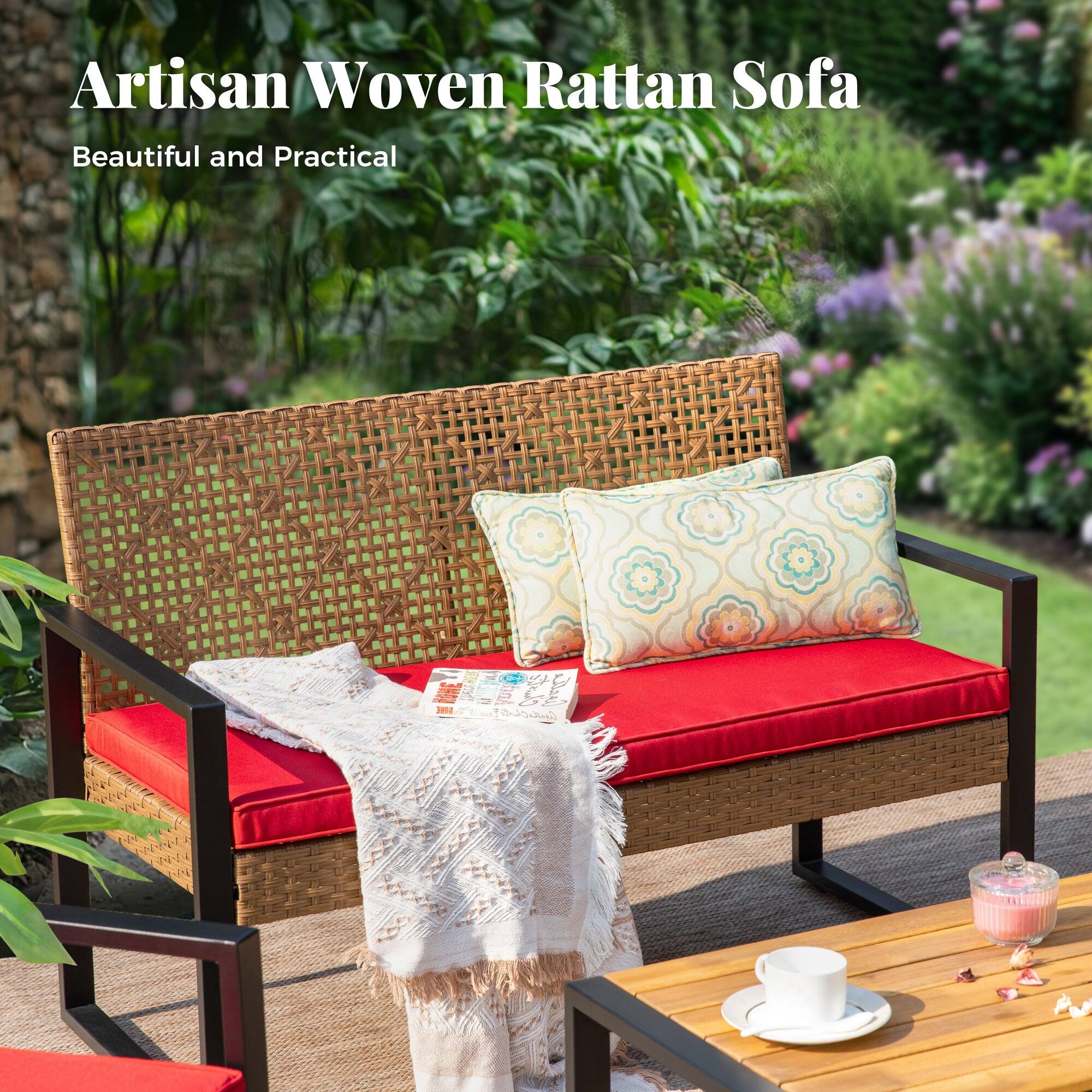 Artisan Woven Rattan Sofa  
Beautiful and Practical