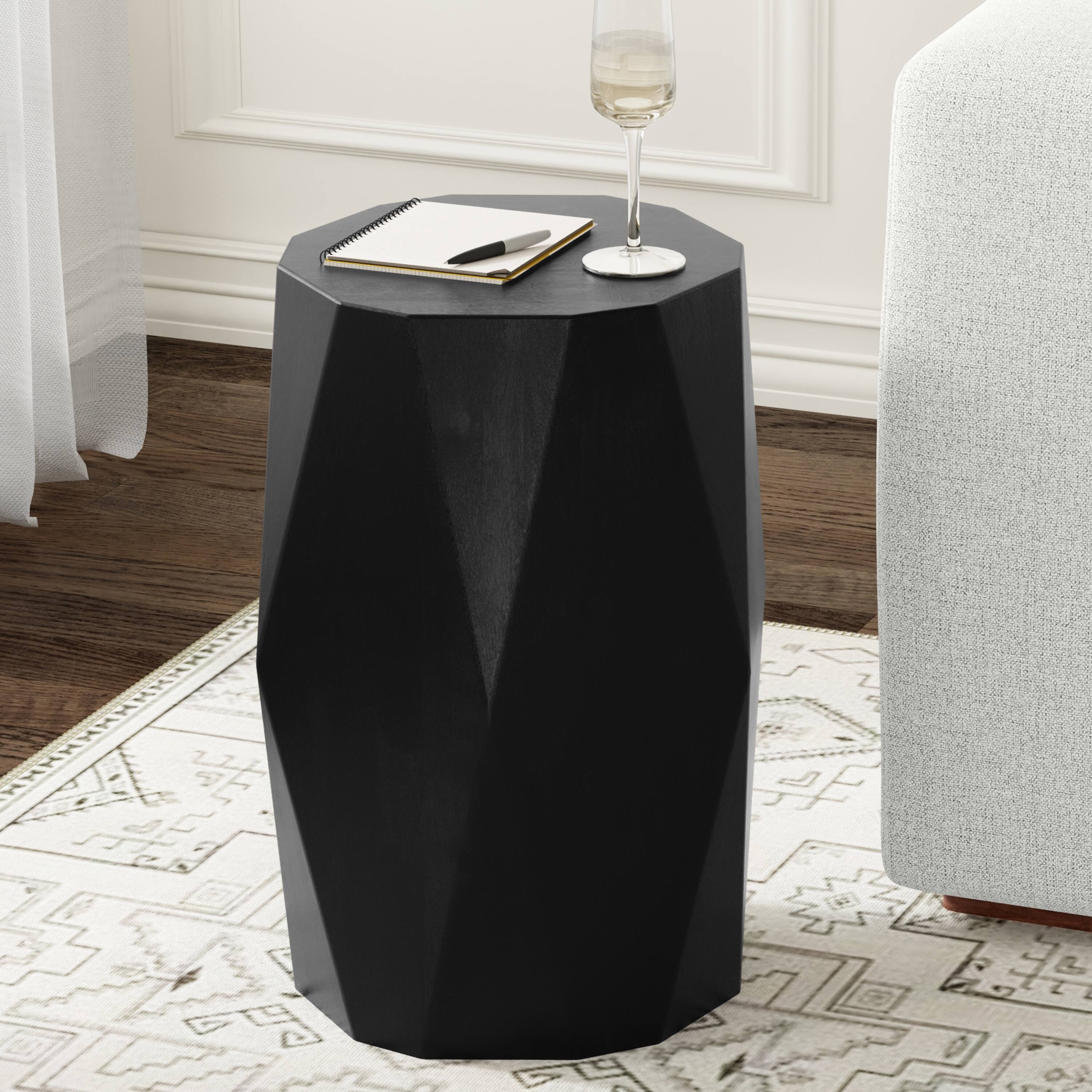 Angle. Simpli Home - Judson 15 inch Wide Solid Mango Contemporary End Table in Black, Assembled - Black.