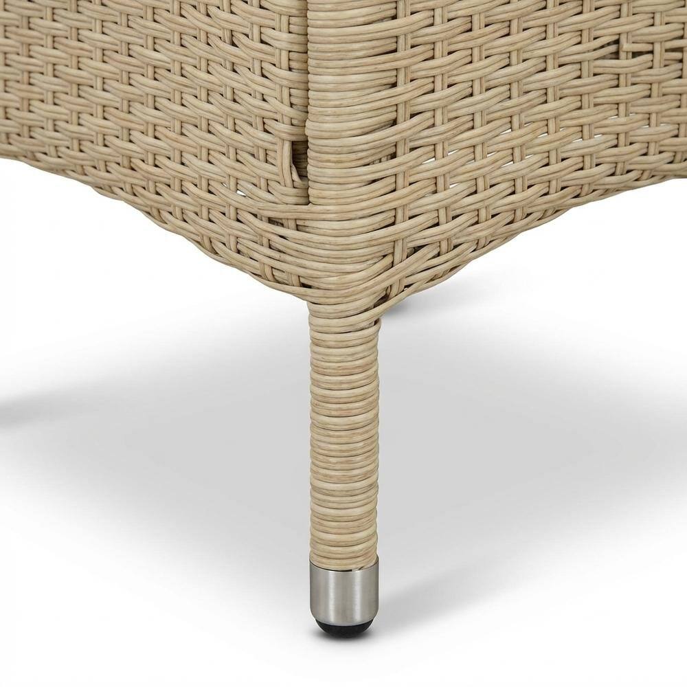Left. Outdoor Escape - Cream Wicker Patio Chair Set of 2 with Outdoor-Ready Frame - Brown.