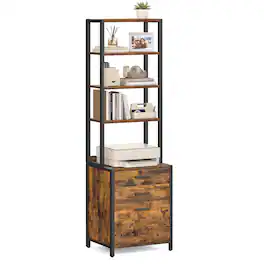 Songmics Home - File Cabinet, Home Office Filing Cabinet with Height-Adjustable Open Shelves, 3 Drawers, for A4 - Rustic Brown