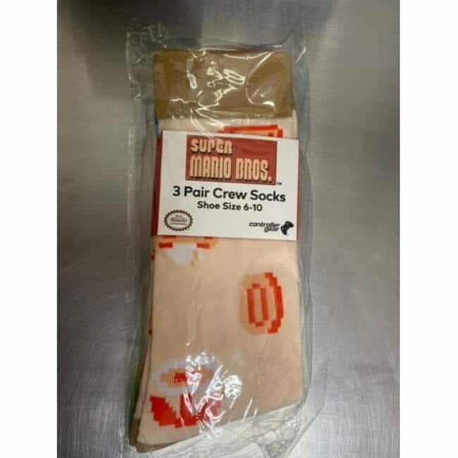 Super Mario Bros. 3 Pair Crew Socks (Shoe Size 6-10) - Fire Flower - Super Nintendo Entertainment System (SNES)