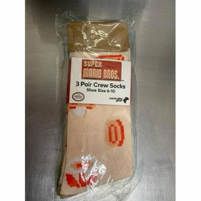 Super Mario Bros.  
3 Pair Crew Socks  
Shoe Size 6-10  
Controller Gear
