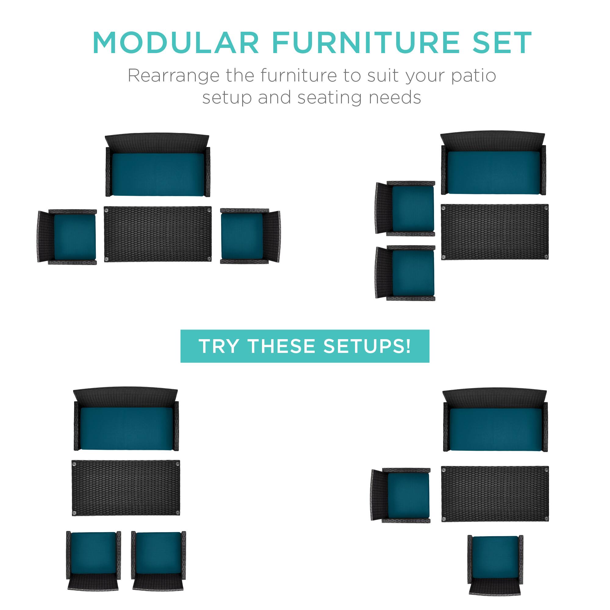 MODULAR FURNITURE SET  
Rearrange the furniture to suit your patio setup and seating needs  

TRY THESE SETUPS!