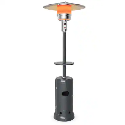 Front. Costway - Costway 50000 BTU Propane Patio Heater Standing Steel with Wheels Gray - Gray.