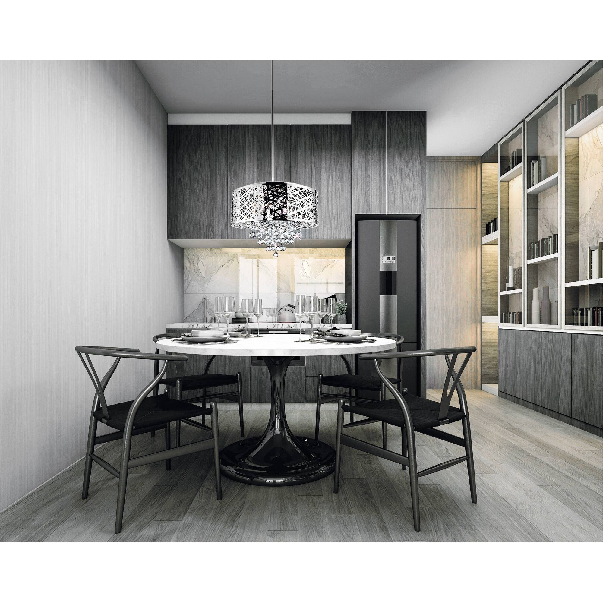 Alt View 3. CWI Lighting - Eternity 9 Light Drum Shade Chandelier With Chrome Finish - Stainless Steel.