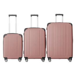 Bestier - 3-Piece ABS Hardshell Luggage Set (20”/24”/26”) with Spinner Wheels, TSA Lock & Telescopic Handle - Dusty Rose Pink
