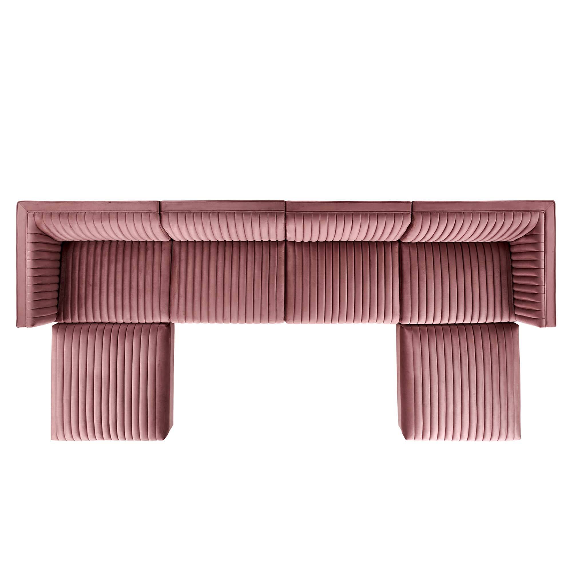 Back. Modway - Sanguine 6-Piece Channel Tufted Performance Velvet Modular Sectional Sofa by Modway - Red.