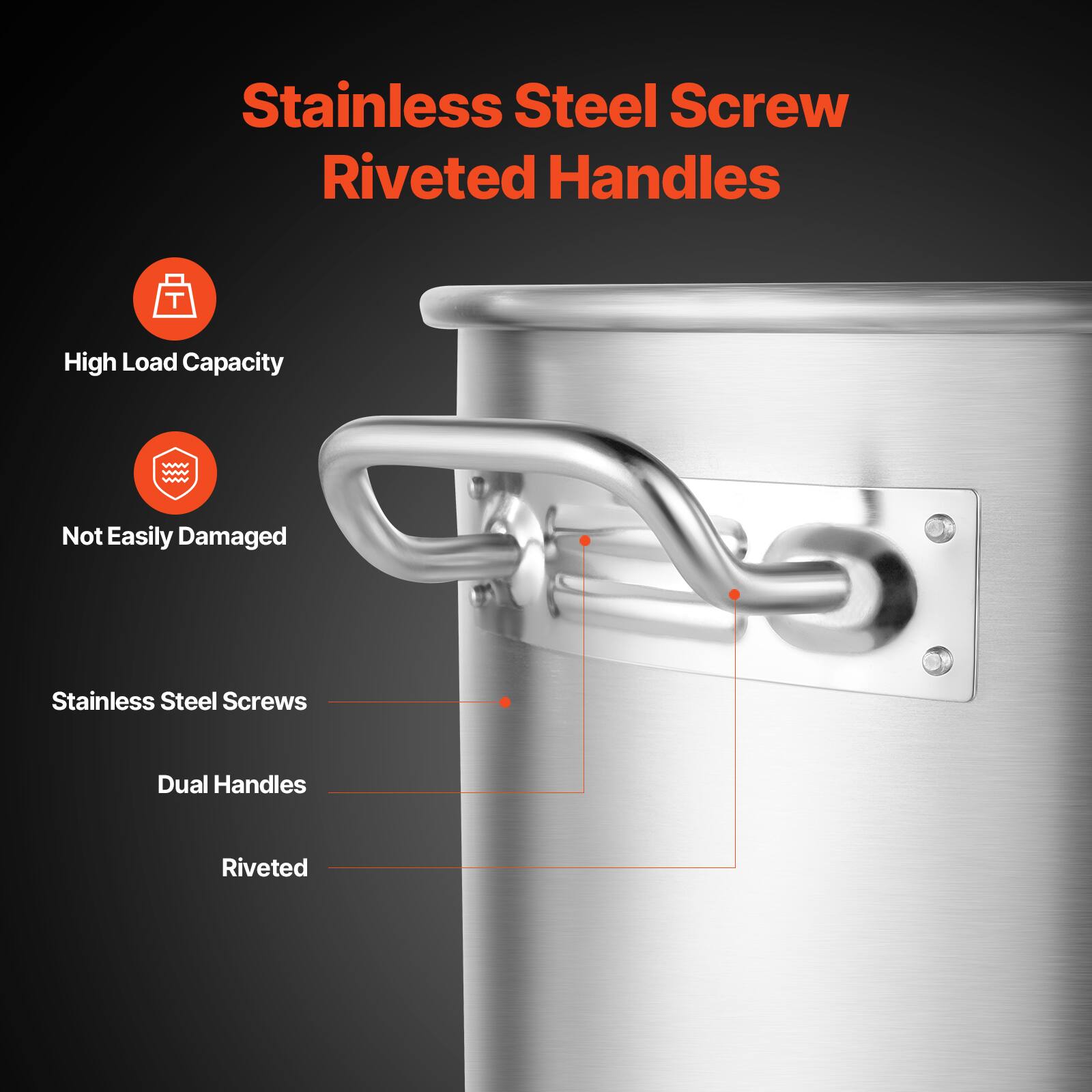 Stainless Steel Screw Riveted Handles

- High Load Capacity
- Not Easily Damaged
- Stainless Steel Screws
- Dual Handles
- Riveted