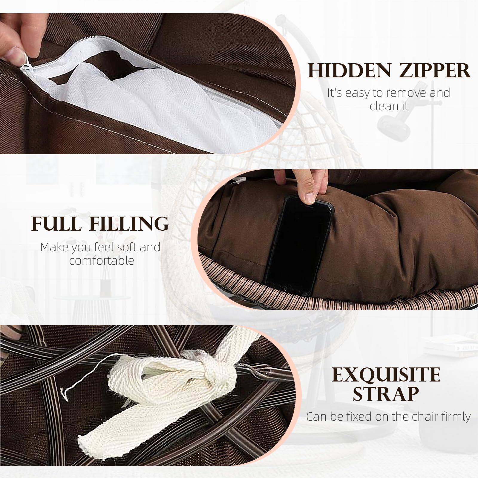 - **HIDDEN ZIPPER**  
  It's easy to remove and clean it

- **FULL FILLING**  
  Make you feel soft and comfortable

- **EXQUISITE STRAP**  
  Can be fixed on the chair firmly