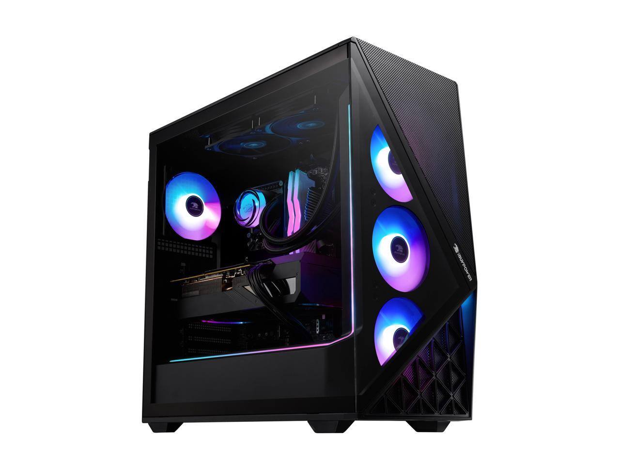 Alt View 2. iBUYPOWER - iBUYPOWER Slate 9 - Ryzen 7 7800X3D - RX 9070XT 16GB - 32GB DDR5 RGB - 1TB SSD - Gaming PC - Black.