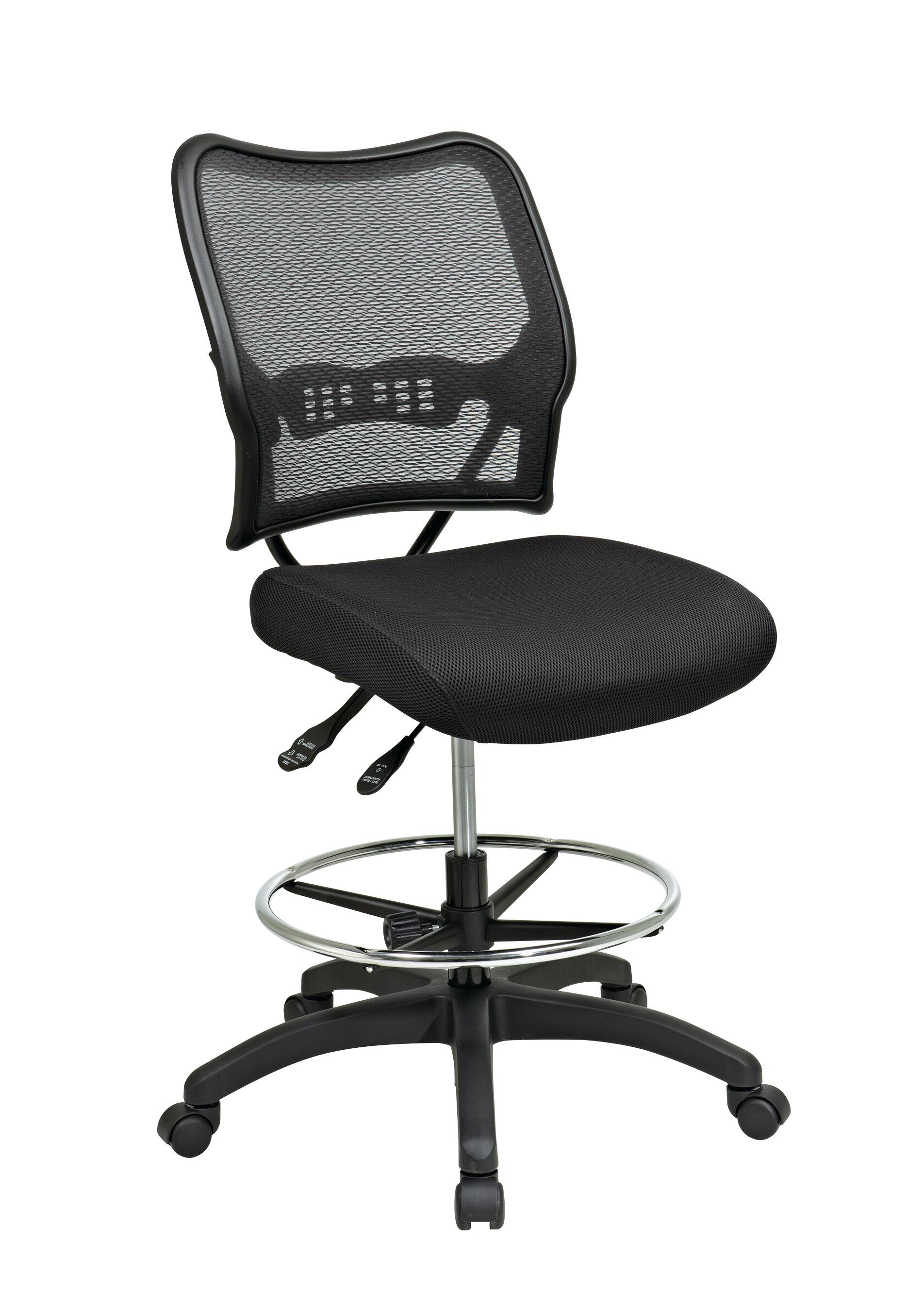 Angle. Office Star Products - Ergonomic AirGrid® Drafting Chair - Black.
