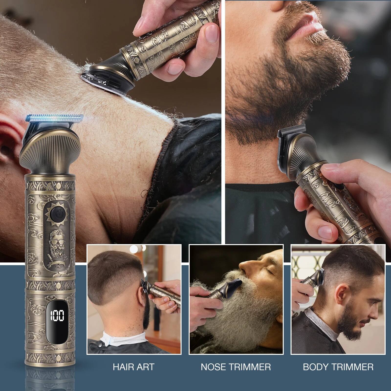 Sure, here is the corrected and grouped text from the image:

- SMSSE ALC C
- S S 7N0
- 100 HAIR ART NOSE TRIMMER BODY TRIMMER
- HAIR ART
- NOSE TRIMMER
- BODY TRIMMER