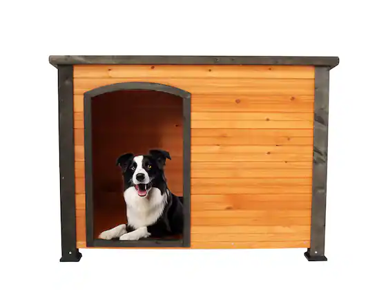 Front. Siljoy - All‑Weather Wooden Dog Kennel, Indoor/Outdoor Villa with Elevated Feet for Large Dogs, Waterproof.