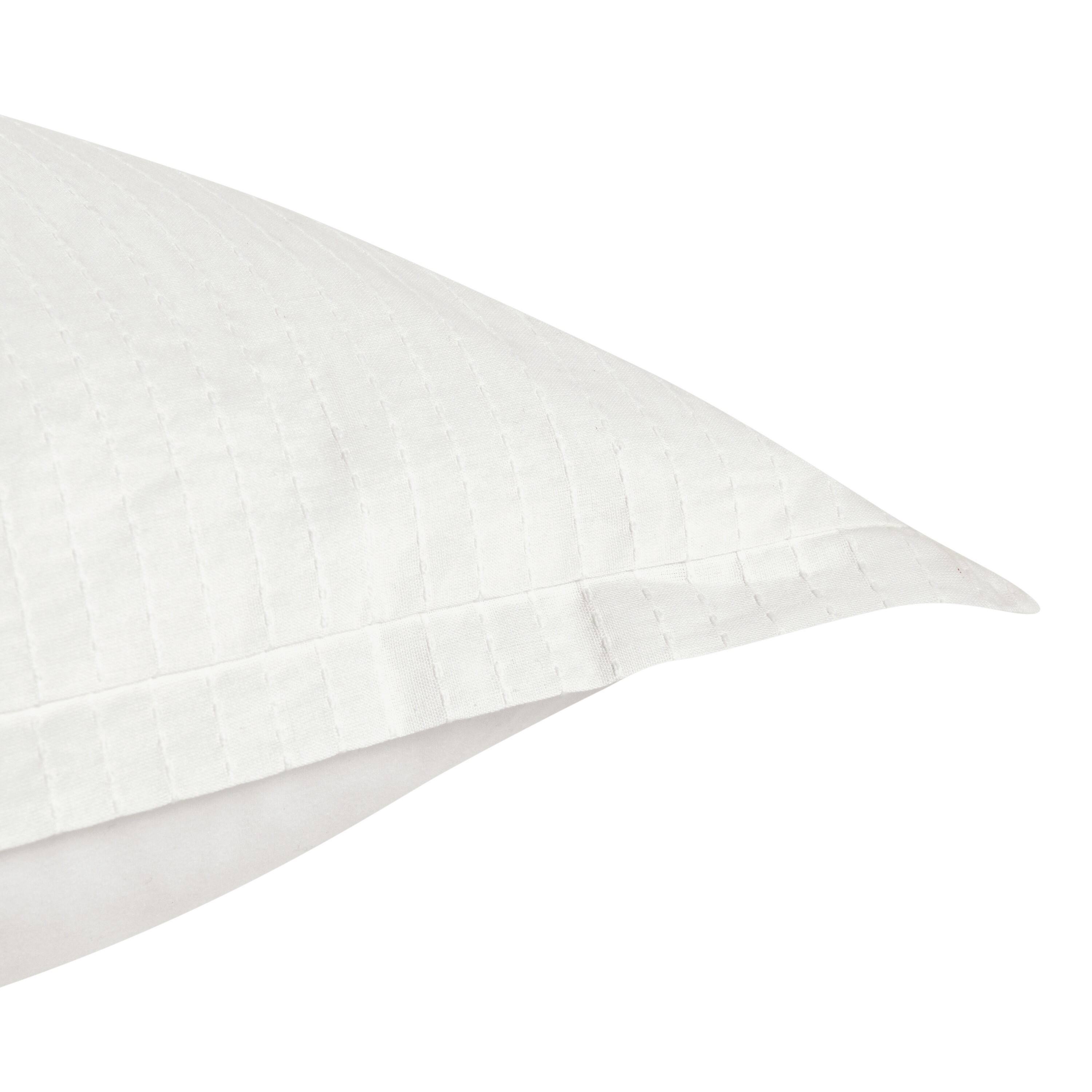 Back. Manhattan Lane - Zoni 20 x 36 King Lumbar Pillow Sham, Woven Stitch Design,  Cotton - White.
