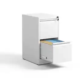 Loheer - 2 Drawer Metal File Cabinet Vertical Locking Office Storage Cabinet for A4 Legal Letter Size Steel Filing Cabinet