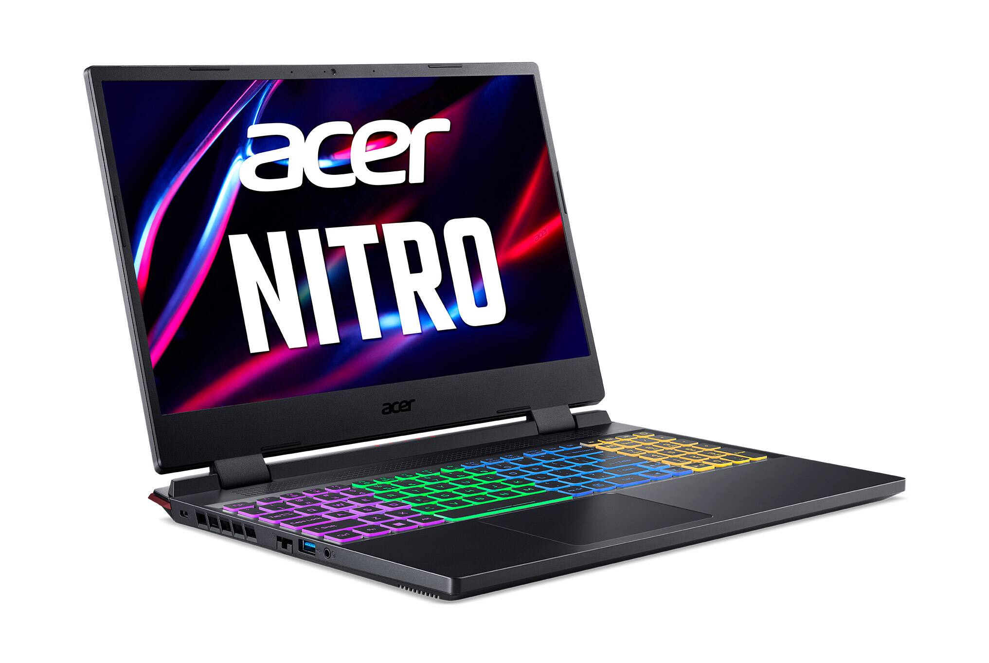Angle. Acer - Nitro 5 - 15.6" FHD Gaming Laptop – Intel Core i5 – NVIDIA GeForce RTX 3050 Ti - 16GB DDR4 - 512GB Gen 4 SSD - Black - Obsidian Black.