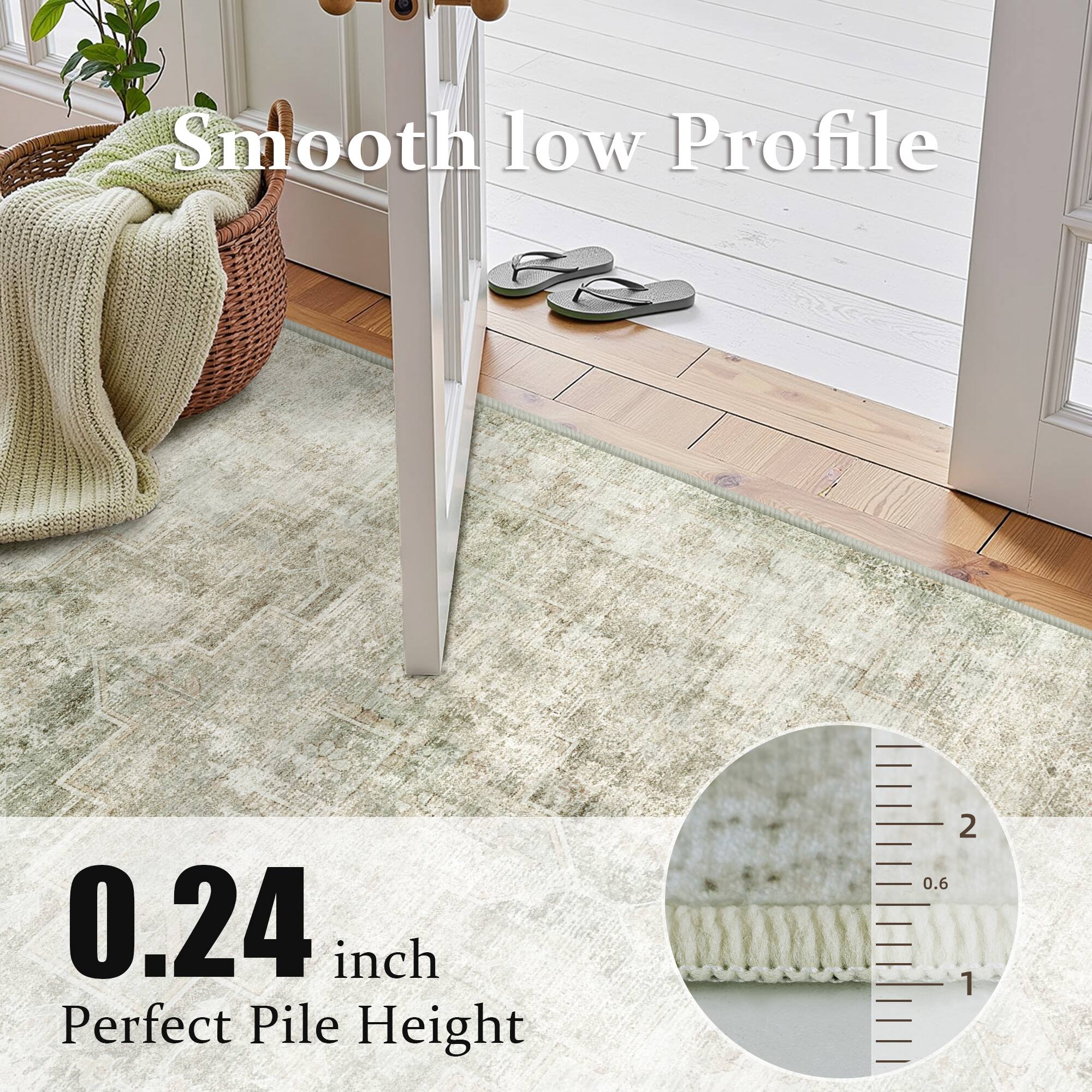 Smooth low Profile  
0.24 inch Perfect Pile Height