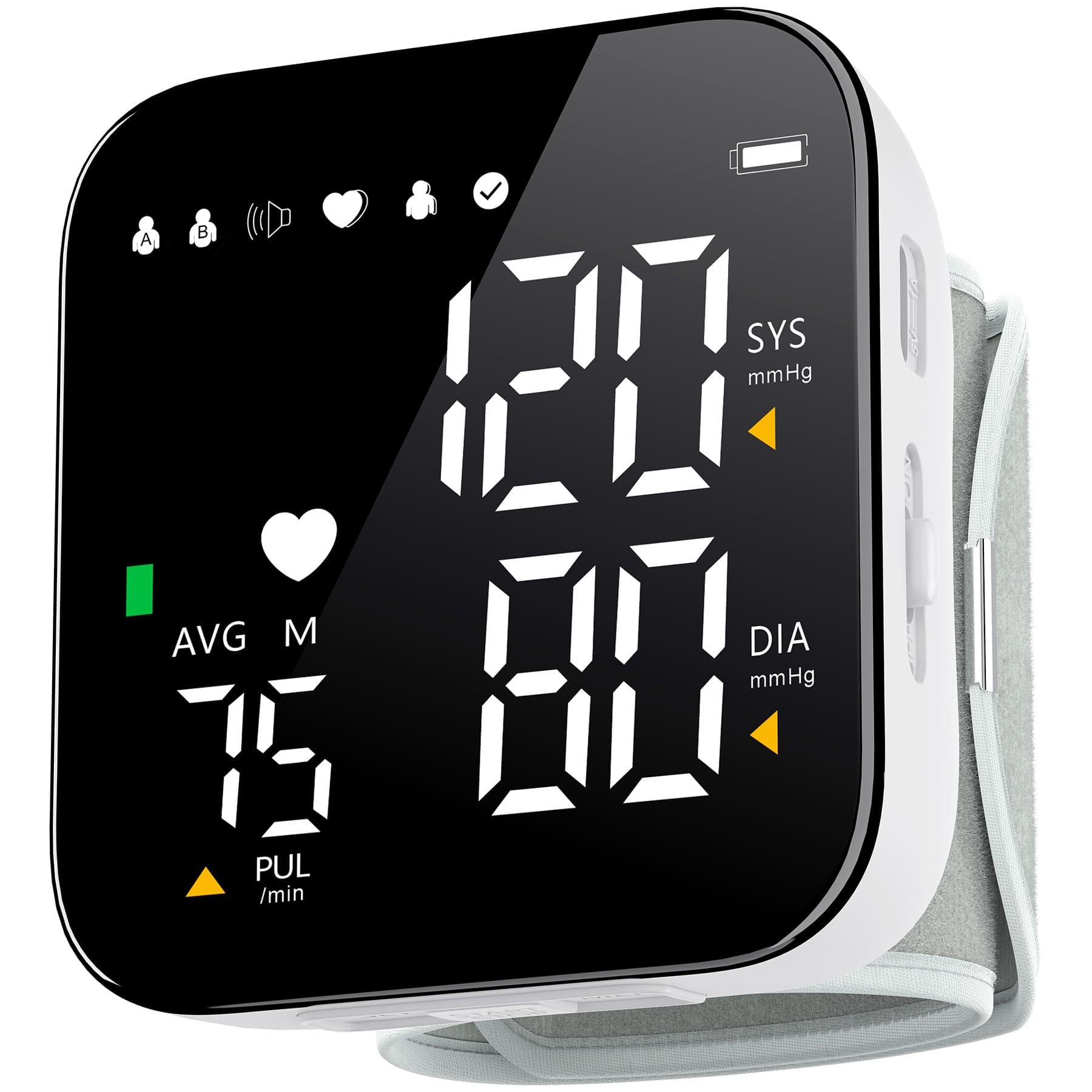 Dazzed Corner - Rechargeable Wrist Blood Pressure Monitor, Automatic Digital BP Machine - White