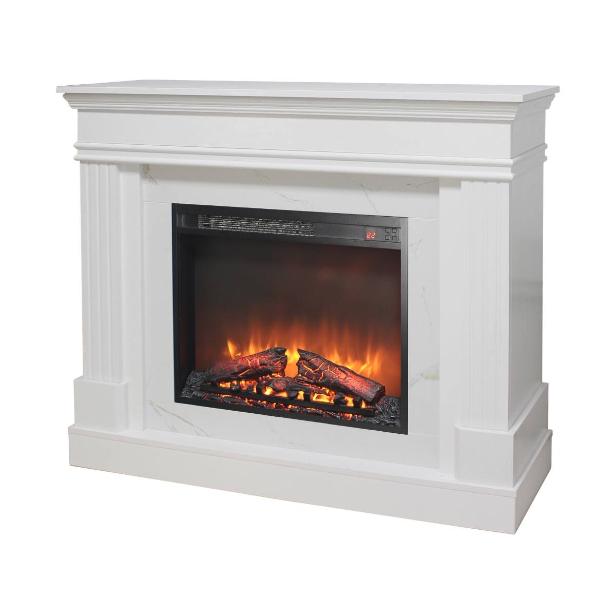 Alt View 10. Loheer - Loheer 44 inch electric fireplace with mantel, 23 inch fireplace insert heater, Jasmine White - White.