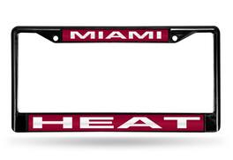 Rico Industries - Miami Heat NBA Black Metal Laser Cut License Plate Frame - Multi