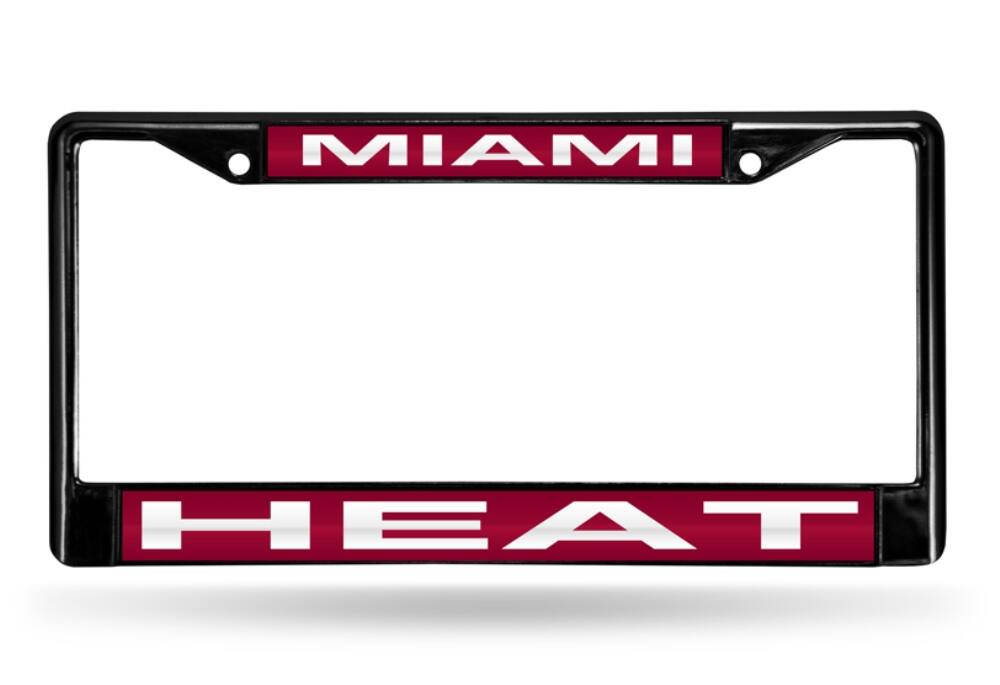 Miami Basketball Heat Black Metal License Plate Frame Holder