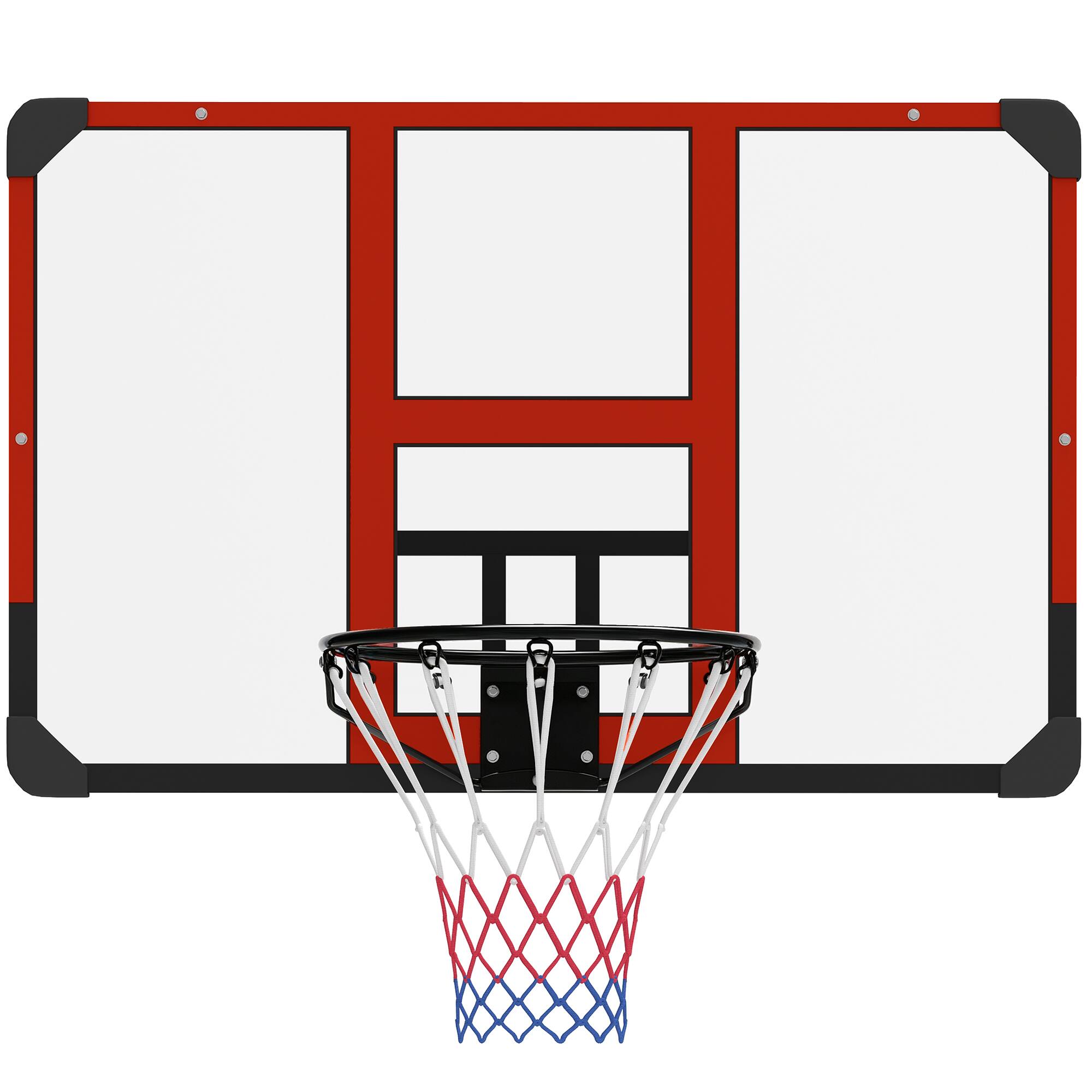 Front. Soozier - Mounted Basketball Hoop with Shatter-Resistant Backboard - Black, Clear, Red.