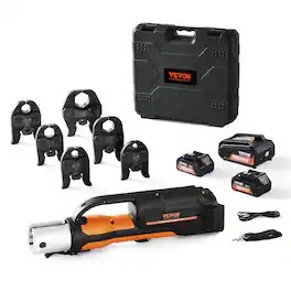 VEVOR - Pro Press Tool, 18V Electric Pipe Crimping Tool for 1/2" to 2" Stainless Steel, Copper, PEX Pipes, Press Tool Kit - Black;orange