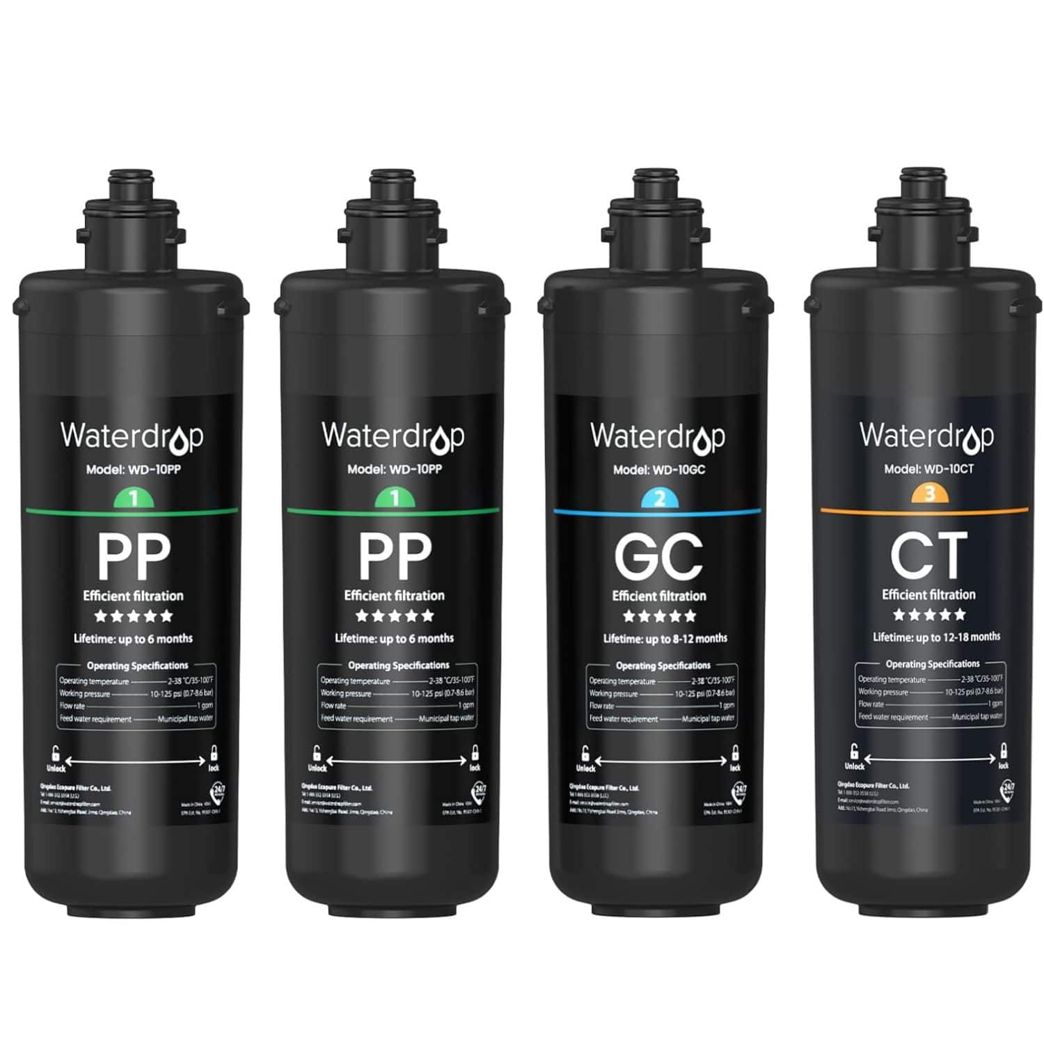 Waterdrop - WD-2PPGCCT TSA 3-Stage Replacement Water Filter, 𝟏 𝐘𝐞𝐚𝐫 𝐂𝐨𝐦𝐩𝐨 𝐏𝐚𝐜𝐤 price history on PriceWatchPro