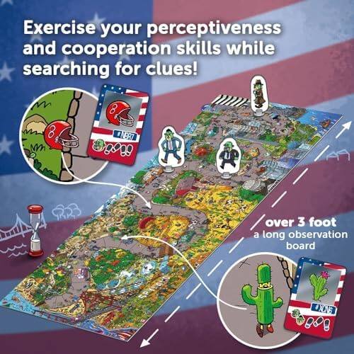 Exercise your perceptiveness and cooperation skills while searching for clues!

over 3 foot a long observation board