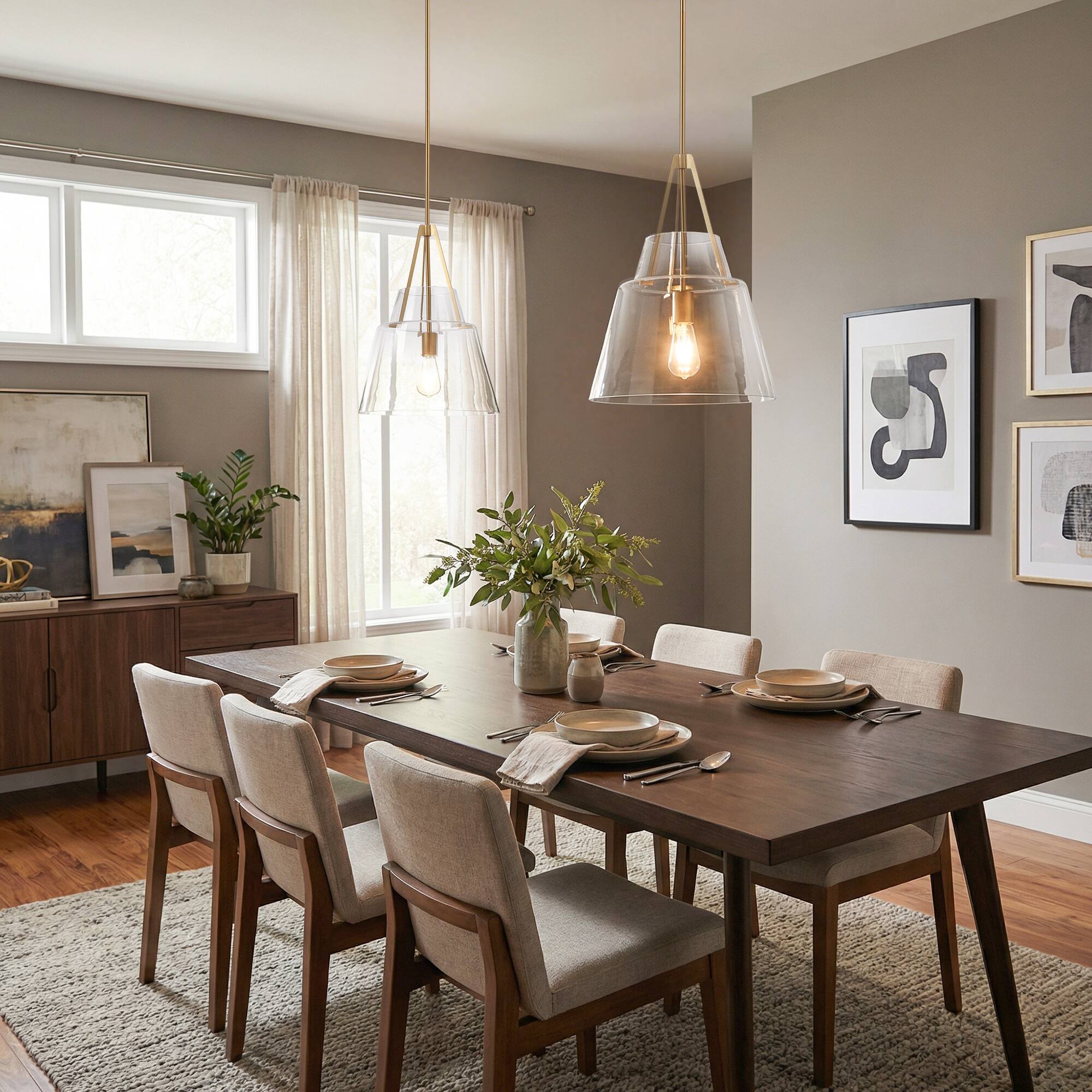 Angle. Parrot Uncle - Modern Brass Cone Clear Glass Shade Pendant Light.