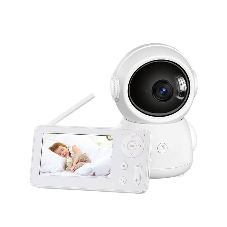 PRIMEPLUS - Baby Camera Monitor with 1080p 3.2" LCD, Active Call Button, Auto Tracking, Cry Detection & Night Vision, 2-Way Audio - White