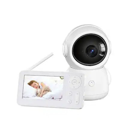 Front. PRIMEPLUS - Baby Camera Monitor with 1080p 3.2" LCD, Active Call Button, Auto Tracking, Cry Detection & Night Vision, 2-Way Audio - White.