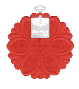 Talisman Designs - Silicone Nonslip Grip Silicone Hot Pad & Trivet, Set of 1 - Red
