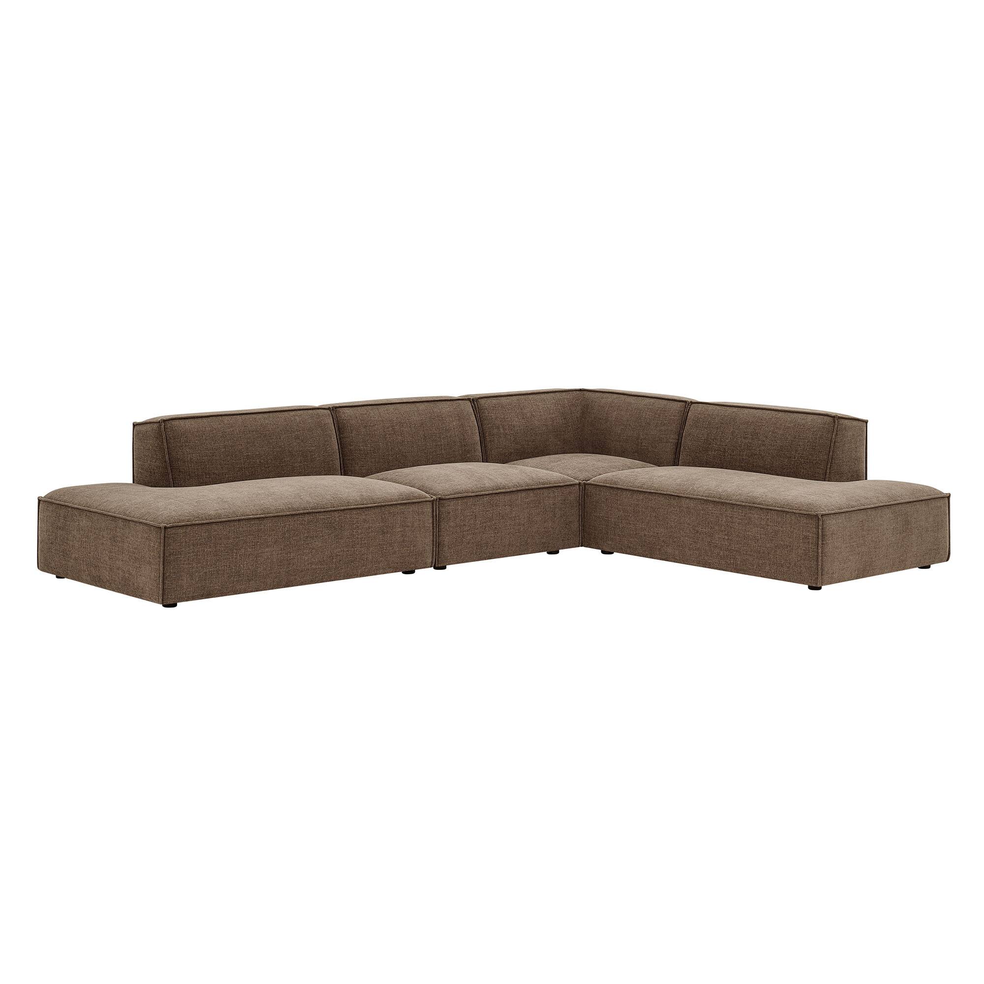 Front. Modway - Restore 4-Piece Performance Fabric Upholstered Modular L-Shaped Armless Sectional Sofa by Modway - Mocha.