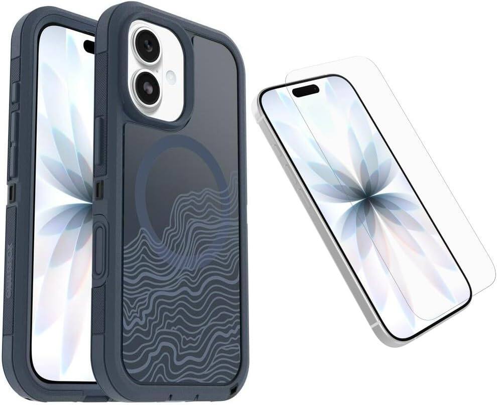 Front. OtterBox - OtterBox iPhone 17 (Only) Bundle: Defender Series XT Case & Screen Protector - Snaps on MagSafe - Rugged & Durable - Offgrid (Blue).