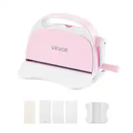 VEVOR - Manual Die Cutting and Embossing Machine, 3" Opening, Portable Die Cut Machine with Cutting Plates, Ergonomic Handle - Pink