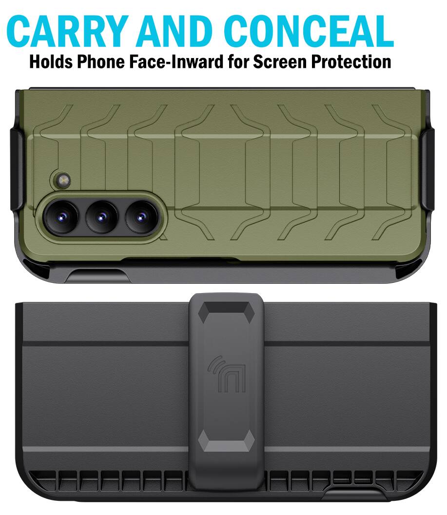 CARRY AND CONCEAL  
Holds Phone Face-Inward for Screen Protection